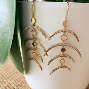 Tiered crescent drop earrings